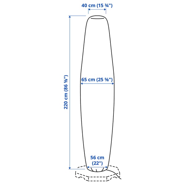 TOSTERÖ parasol cover, black, 220x65 cm