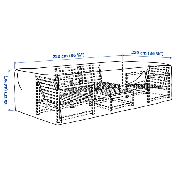 TOSTERÖ cover for outdoor furniture, sofa/black, 220x220 cm