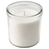 TRÅDCYPRESS scented candle in glass, Fresh linen/white, 40 hr