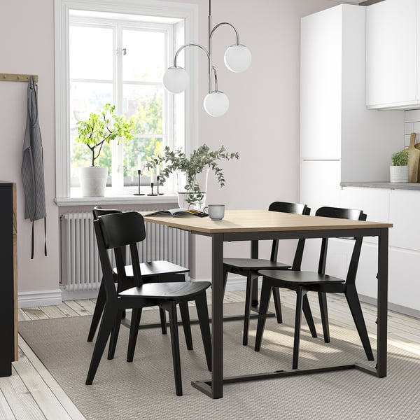 TRÄKUMLA console table, anthracite/oak, 49/172x84x75 cm