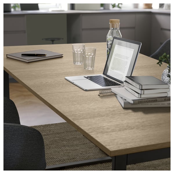 TRÄKUMLA console table, anthracite/oak, 49/172x84x75 cm