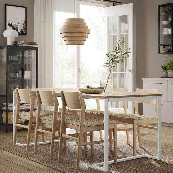 TRÄKUMLA console table, white/oak, 49/172x84x75 cm