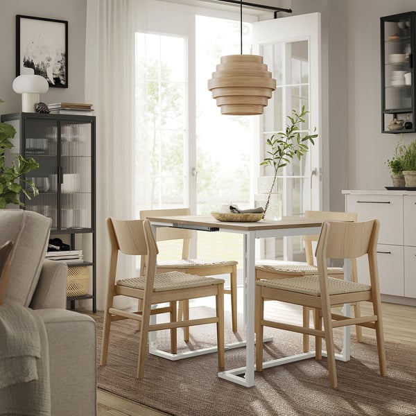 TRÄKUMLA console table, white/oak, 49/172x84x75 cm