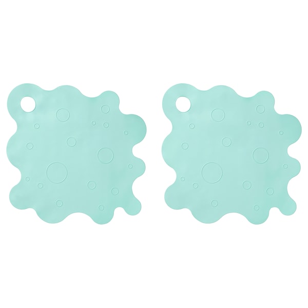 TRAMPSJÖN bathtub mat, light turquoise, 43x43 cm, 2 pack