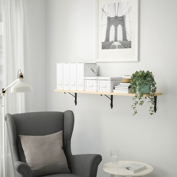 TRANHULT / KROKSHULT wall shelf, aspen, 120x30 cm