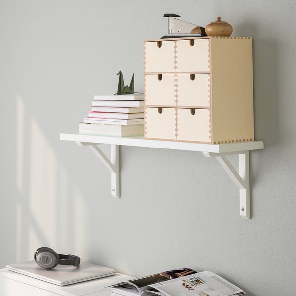 TRANHULT / SANDSHULT wall shelf, white stained aspen, 80x20 cm