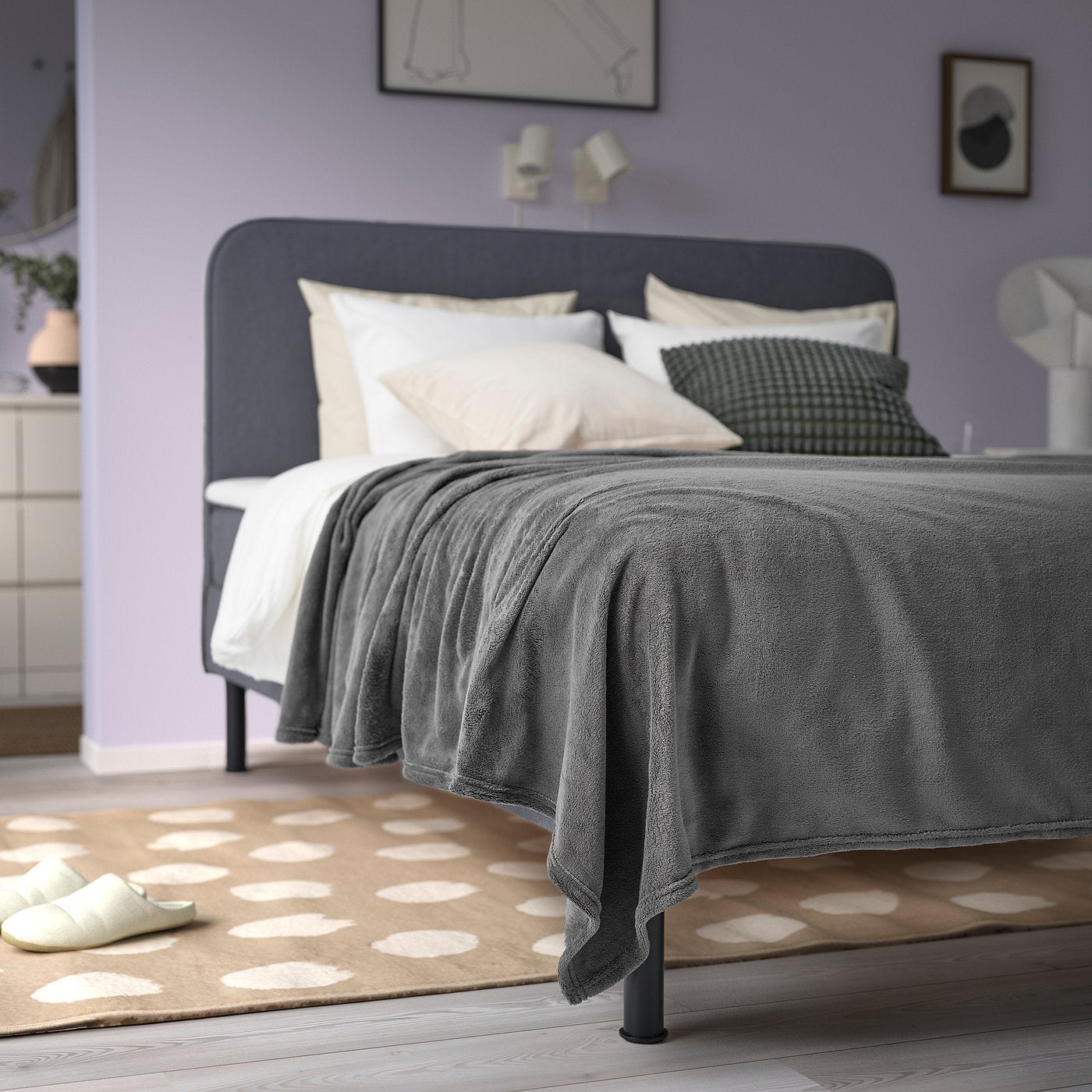 TRATTVIVA bedspread, dark grey, 230x250 cm