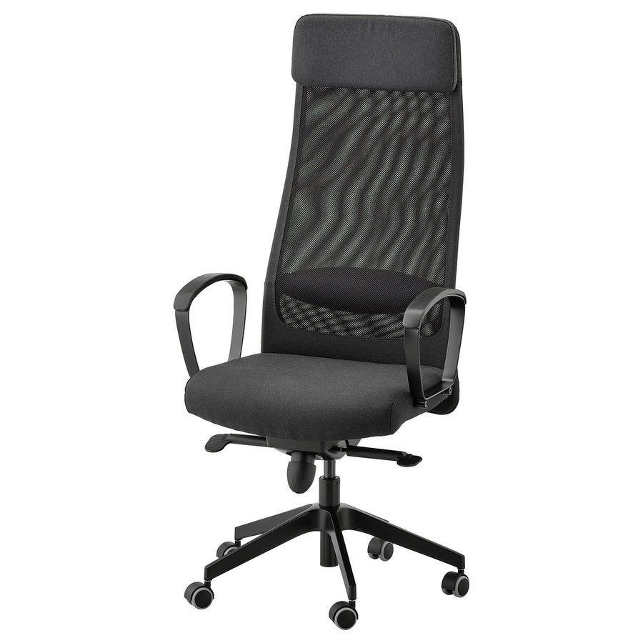 TRAVSPORT / MARKUS desk and chair, electric oak effect/beige dark grey, 120 cm