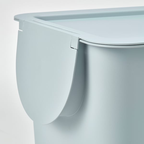 TRÖSKNING bin with lid, light grey-blue, 25 l