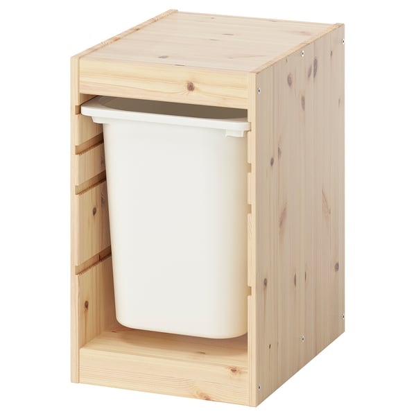 TROFAST storage combination with box, light white stained pine/white, 32x44x52 cm