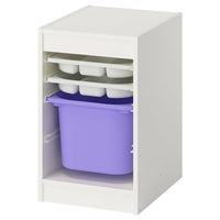 TROFAST storage combination with box/trays, white white/lilac, 34x44x56 cm