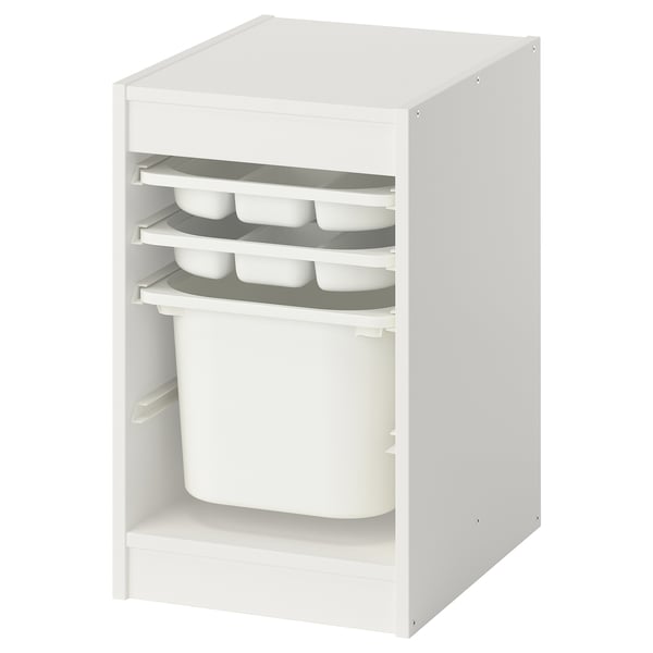 TROFAST storage combination with box/trays, white/white, 34x44x56 cm