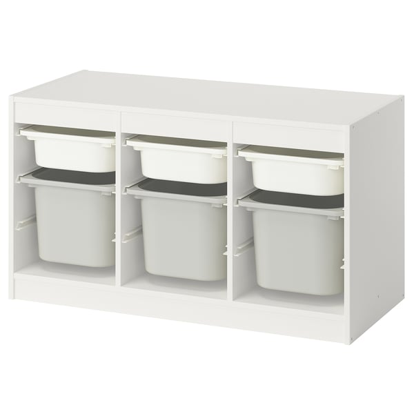 TROFAST storage combination with boxes, white white/grey, 99x44x56 cm