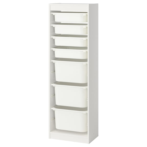 TROFAST storage combination with boxes, white/white, 46x30x145 cm