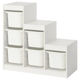 TROFAST storage combination with boxes, white/white, 99x44x94 cm
