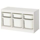 TROFAST storage combination with boxes, white/white, 99x44x56 cm