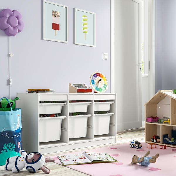 TROFAST storage combination with boxes, white/white, 99x44x56 cm