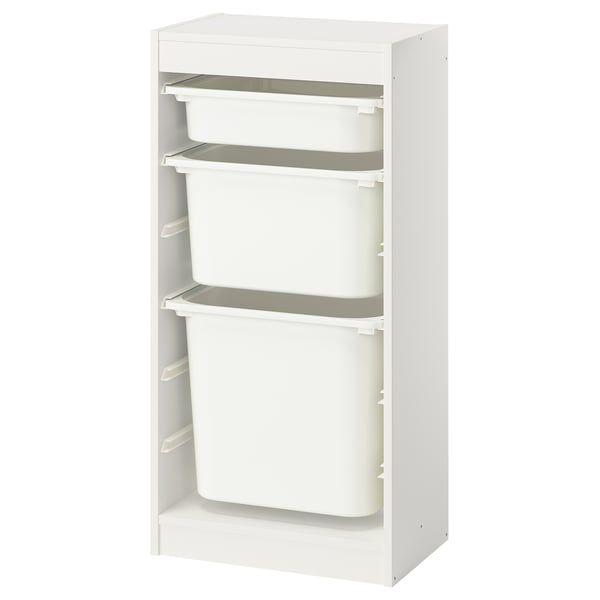 TROFAST storage combination with boxes, white/white, 46x30x94 cm