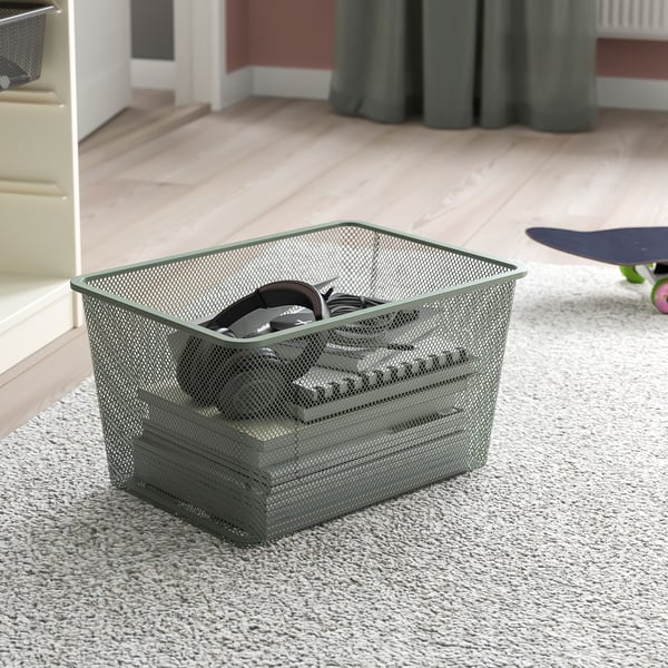 TROFAST storage combination with boxes, white dark grey/light green-grey, 99x44x56 cm