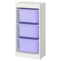 TROFAST storage combination with boxes, white/lilac, 46x30x94 cm