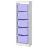TROFAST storage combination with boxes, white/lilac, 46x30x145 cm