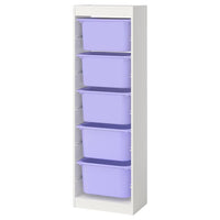 TROFAST storage combination with boxes, white/lilac, 46x30x145 cm