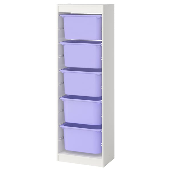 TROFAST storage combination with boxes, white/lilac, 46x30x145 cm