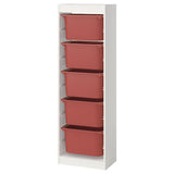 TROFAST storage combination with boxes, white/red, 46x30x145 cm