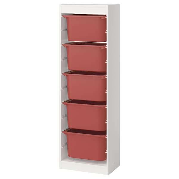 Ikea TROFAST - Combination with containers, white/red,46x30x145 cm