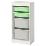 TROFAST storage combination with boxes, white light green/grey, 46x30x94 cm