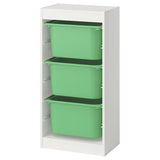 TROFAST storage combination with boxes, white/bright green, 46x30x94 cm
