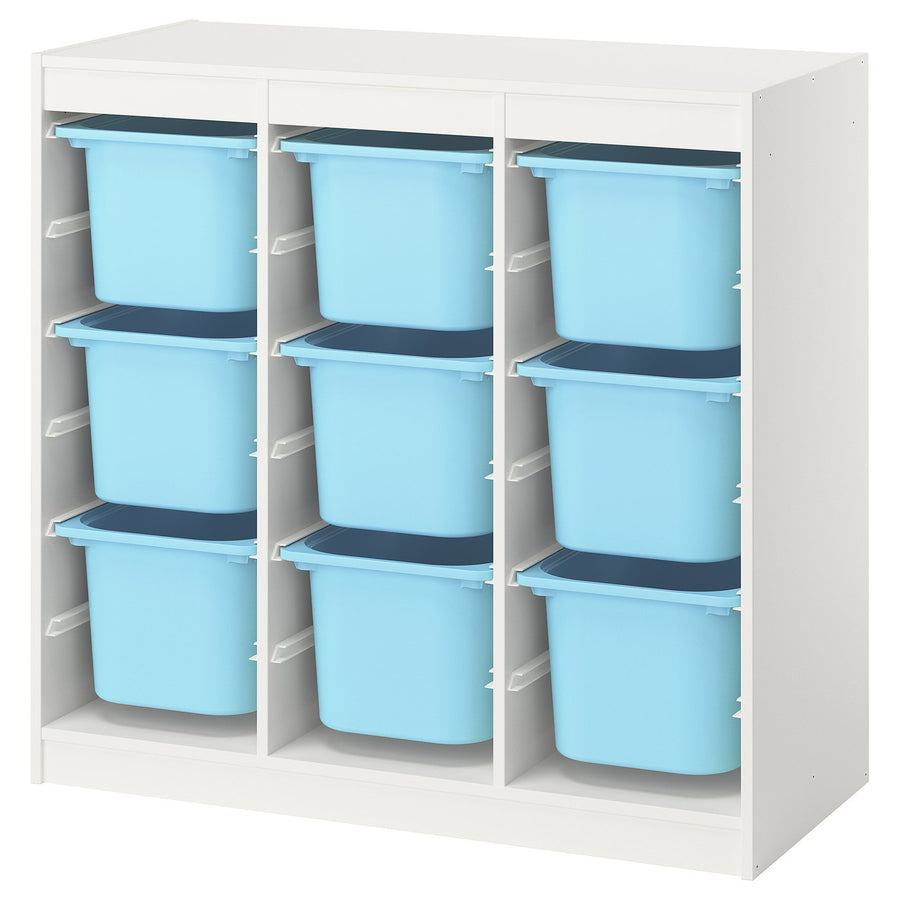 TROFAST storage combination with boxes, room divider/white light blue, 99x44x94 cm