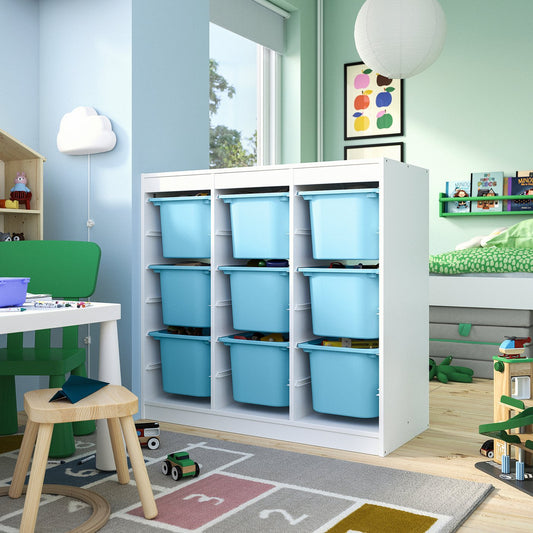 TROFAST storage combination with boxes, room divider/white light blue, 99x44x94 cm