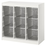 TROFAST storage combination with boxes, room divider/white dark grey, 99x44x94 cm