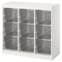TROFAST storage combination with boxes, room divider/white dark grey, 99x44x94 cm