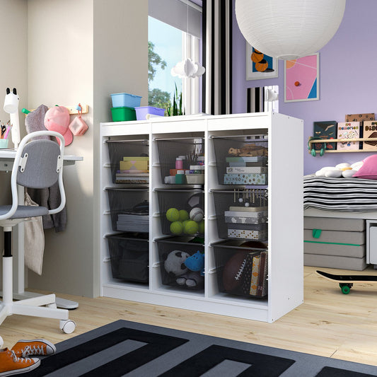 TROFAST storage combination with boxes, room divider/white dark grey, 99x44x94 cm