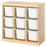 TROFAST storage combination with boxes, room divider/light white stained pine white, 93x44x91 cm