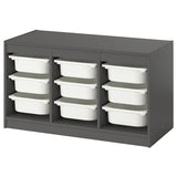 TROFAST storage combination with boxes, grey/white, 99x44x56 cm