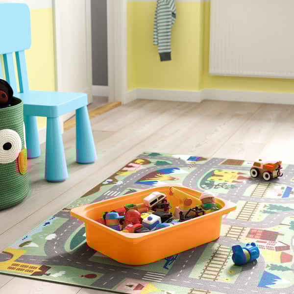 TROFAST storage combination with boxes, grey light orange/white, 99x44x56 cm