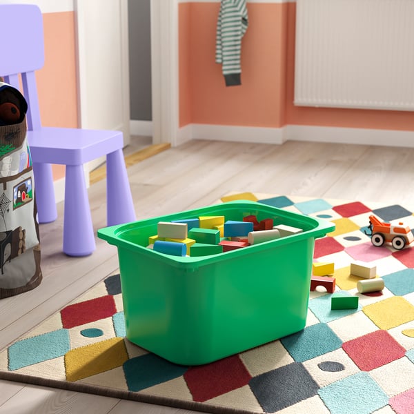 TROFAST storage combination with boxes, light white stained pine/multicolour, 99x44x91 cm