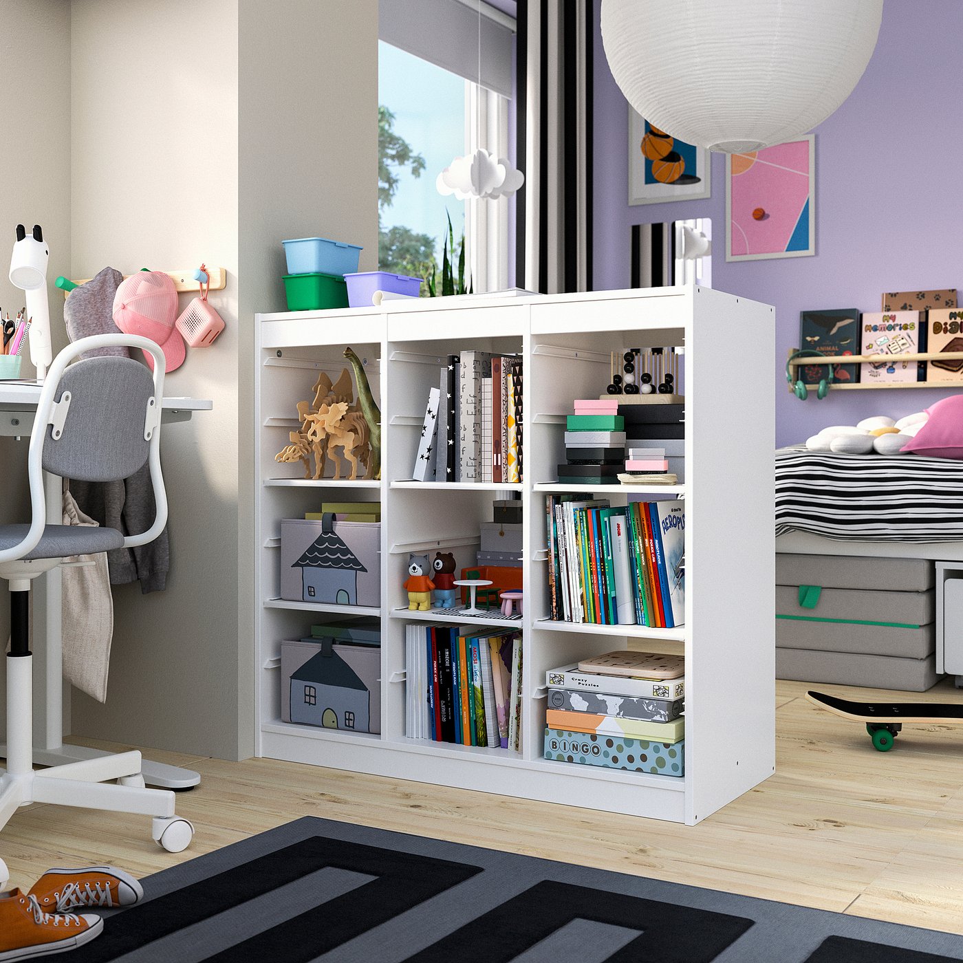 TROFAST storage combination with shelves, room divider/white, 99x94x44 cm