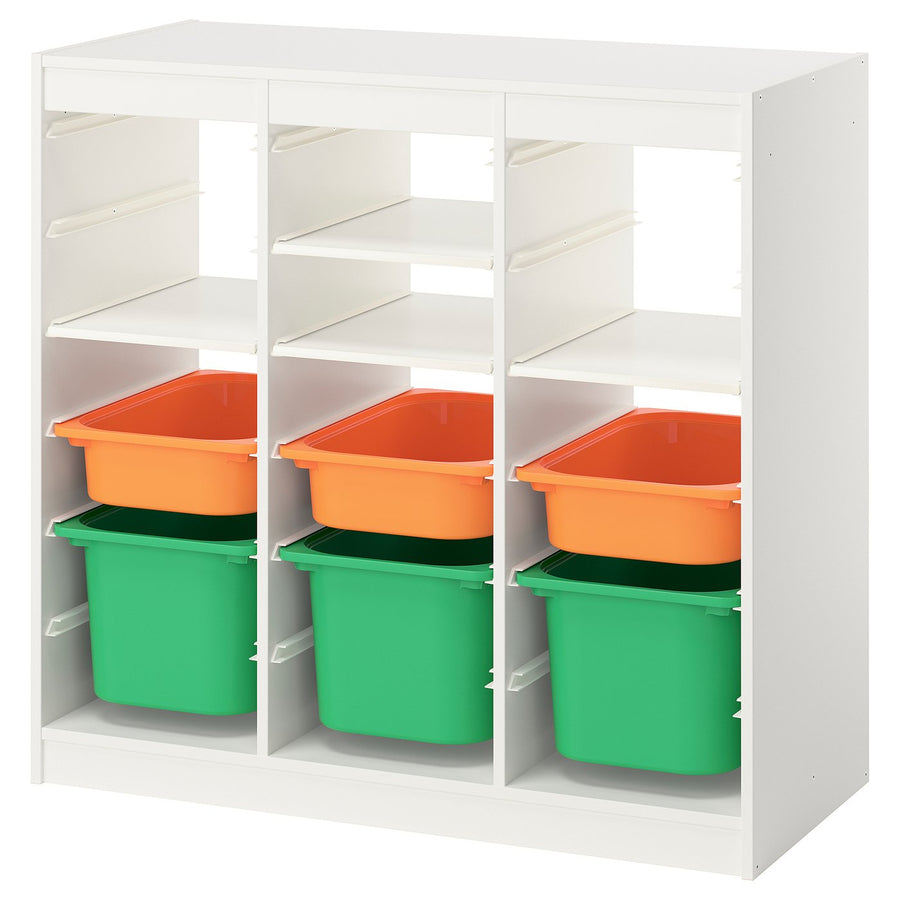 TROFAST storage combination, room divider white/light orange bright green, 99x44x94 cm
