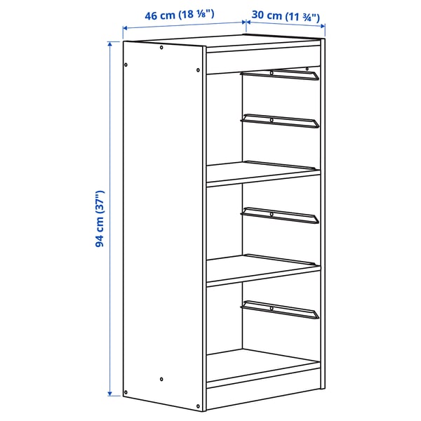 TROFAST storage combination with shelves, grey, 46x30x94 cm