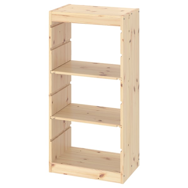TROFAST storage combination with shelves, light white stained pine, 44x30x91 cm
