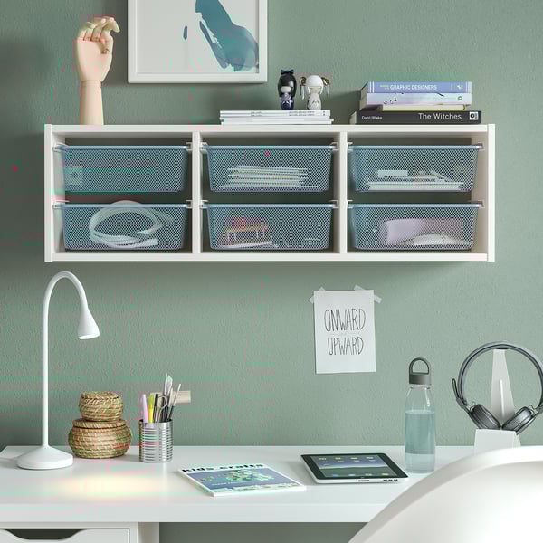 TROFAST wall storage, white/grey-blue, 99x21x30 cm