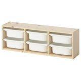 TROFAST wall storage, light white stained pine/white, 93x21x30 cm