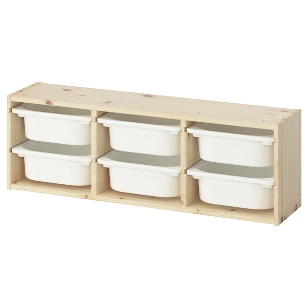 TROFAST wall storage, light white stained pine/white, 93x21x30 cm