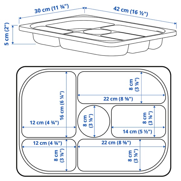 TROFAST storage tray with compartments, white, 42x30x5 cm
