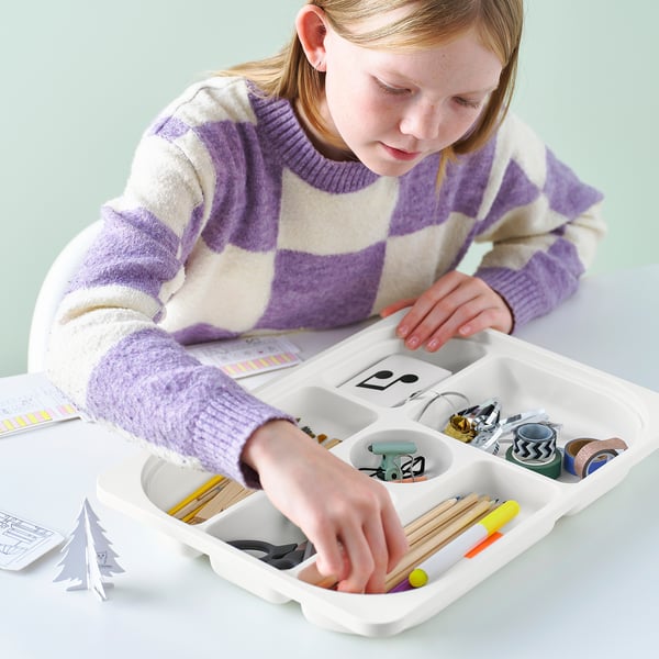 TROFAST storage tray with compartments, white, 42x30x5 cm