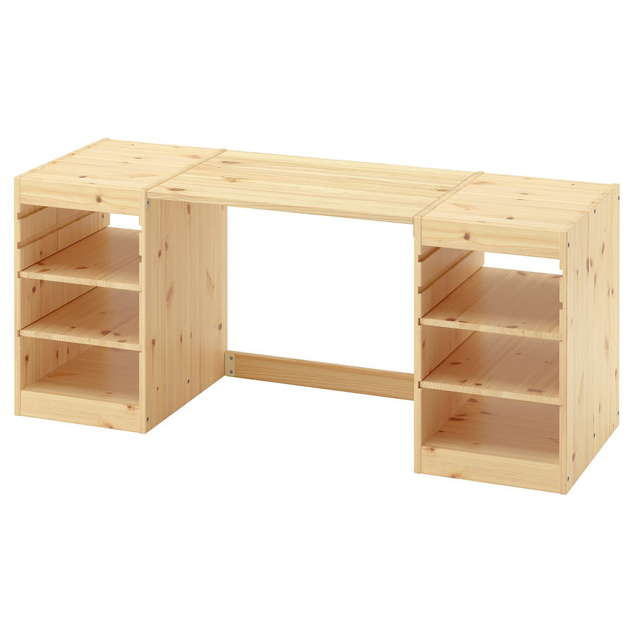 TROFAST desk with shelves, light white stained pine, 124x44x52 cm
